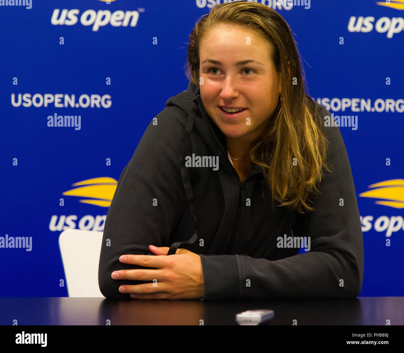 Rebecca Peterson of Sweden talks to the media at the 2018 US Open Grand ...