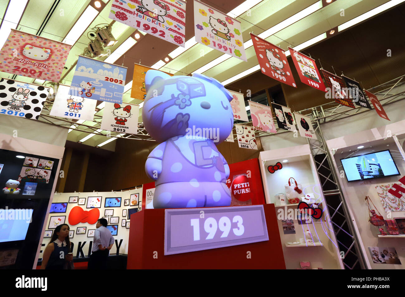 August 31, 2018, Tokyo, Japan - Japanese character giant Sanrio displays  Hello Kitty character goods at Sanrio's latest products exhibition "Sanrio  Expo 2018" at the company's headquarters in Tokyo on Friday, August