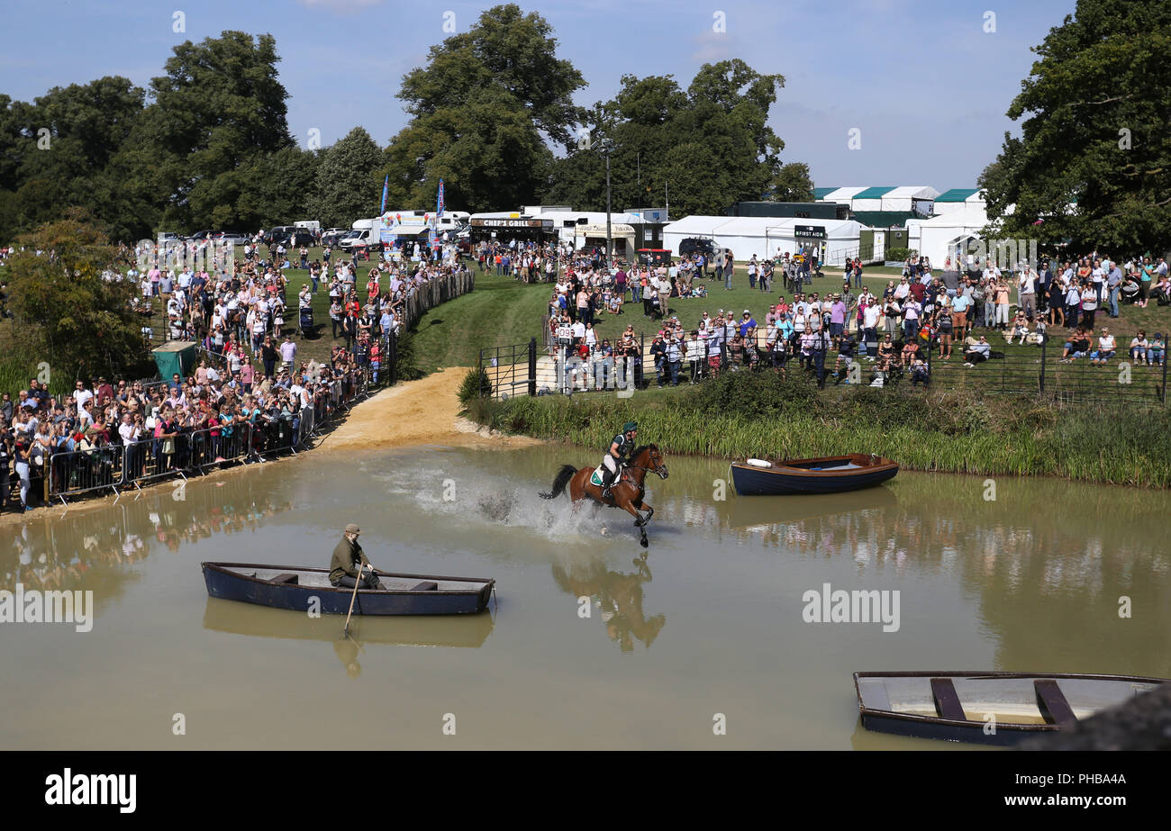 Stamford, UK. 1st September 2018. Austin O'Conner on Lucky Contender on the Cross Country day of the 3 Day event at the Land Rover Burghley Horse Trials, at Burghley House, Stamford Lincs, on September 1, 2018. Credit: Paul Marriott/Alamy Live News Stock Photo