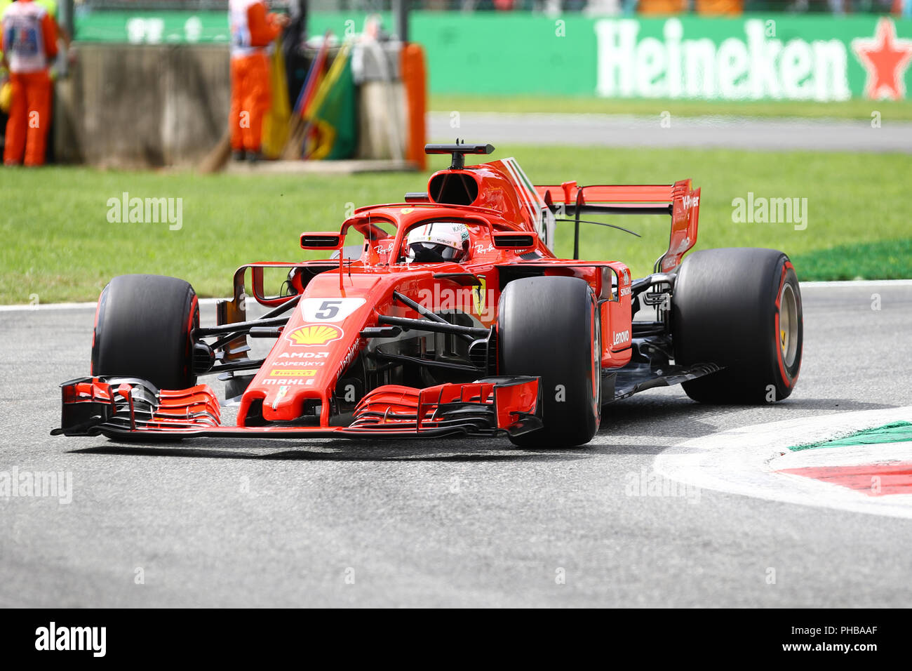 Vettel 2018 Monza, Italy. 1th September, 2018. Sebastian Vettel of Germany and ...