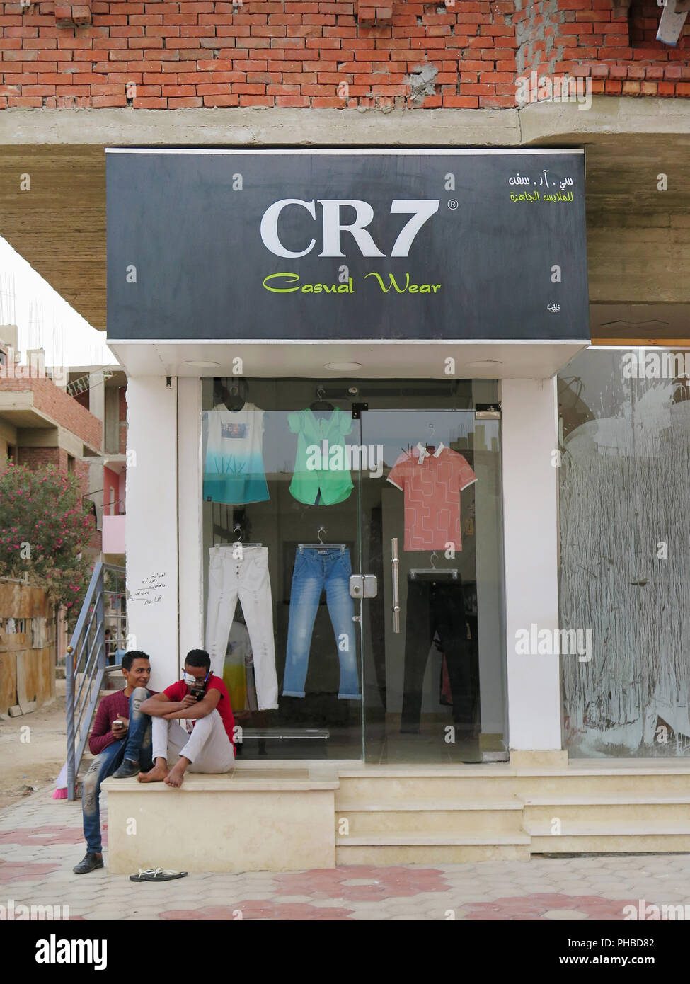 Textilgeschaeft, CR7, Hurghada, Aegypten Stock Photo