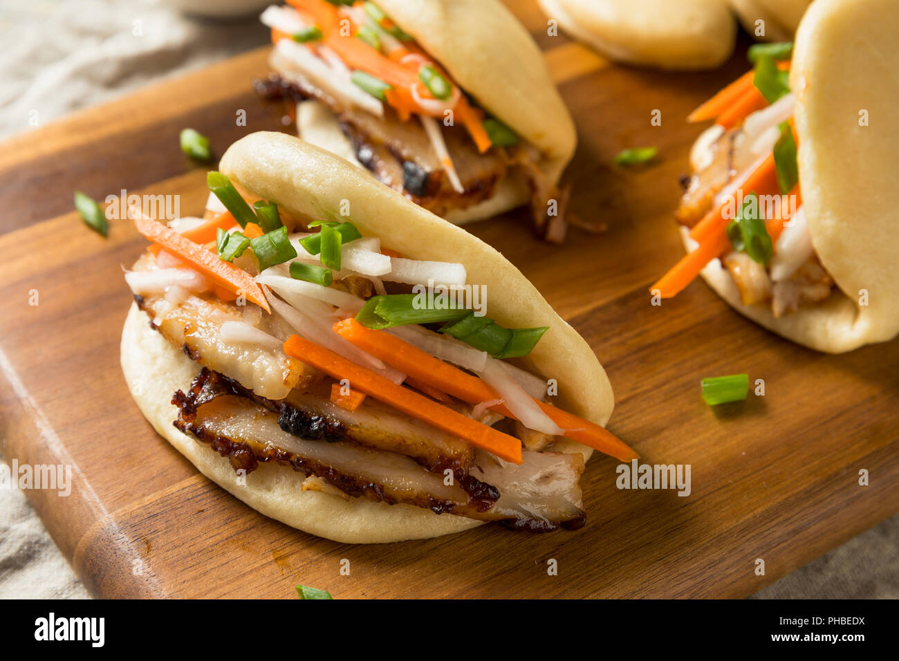 Homemade Steamed Pork Belly Bao Buns with Veggies Stock Photo Alamy