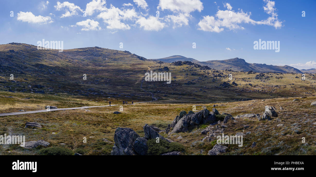 Hiking trail towards Mount Kosciuszko, the highest peak of Australia, New South Wales, Australia
