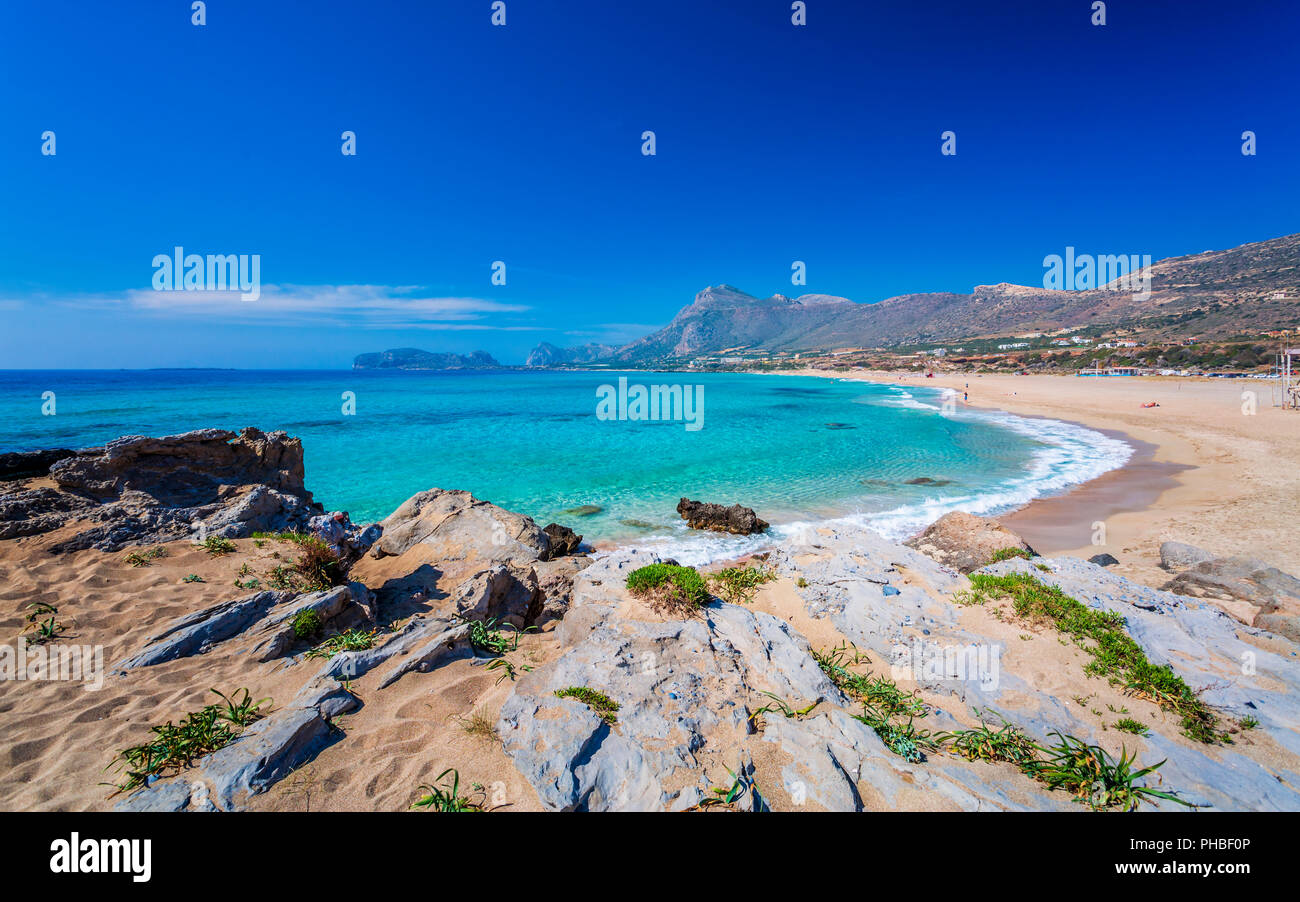 Falassarna Beach In Western Crete Greek Islands Greece Europe Stock falassarna-beach-in-western-crete-greek-islands-greece-europe-stock
