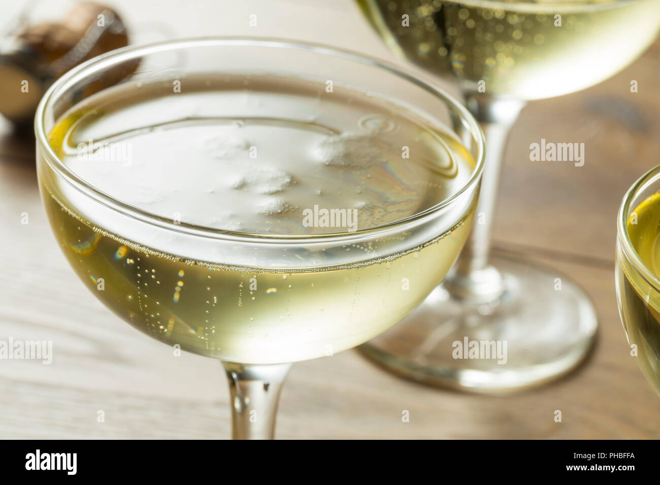 Bubbly Champagne Wine in a Coupe Glass Ready to Drink Stock Photo Alamy