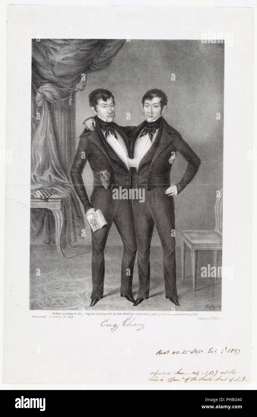 Chang and Eng Bunker - Conjoined Twins (Siamese Twins) Stock Photo