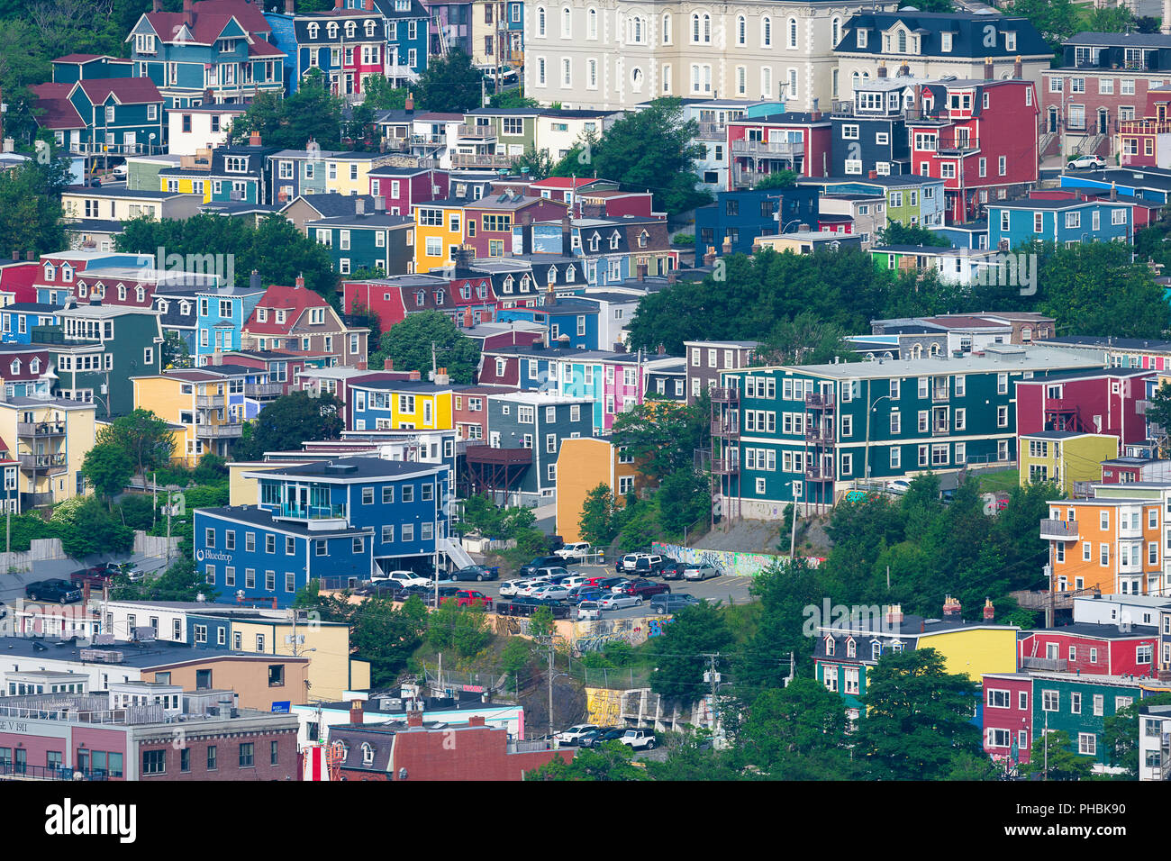 Historic and colorful downtown St. John's, Newfoundland from Signal