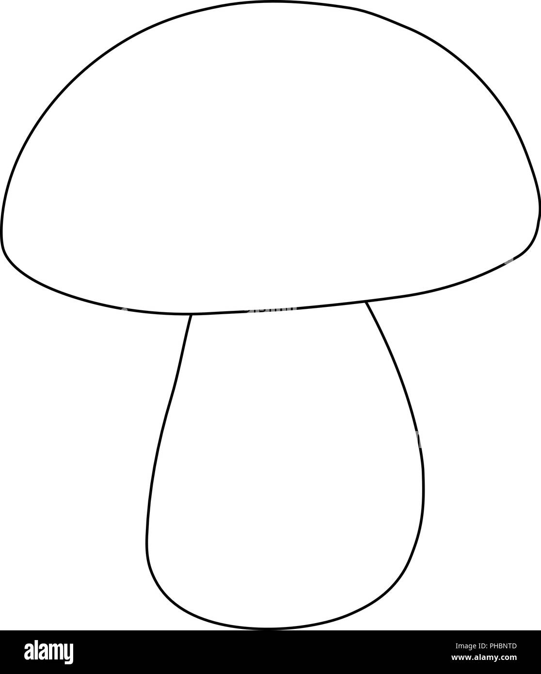 simple drawing for children. vector outline mushroom, for coloring. Stock Vector