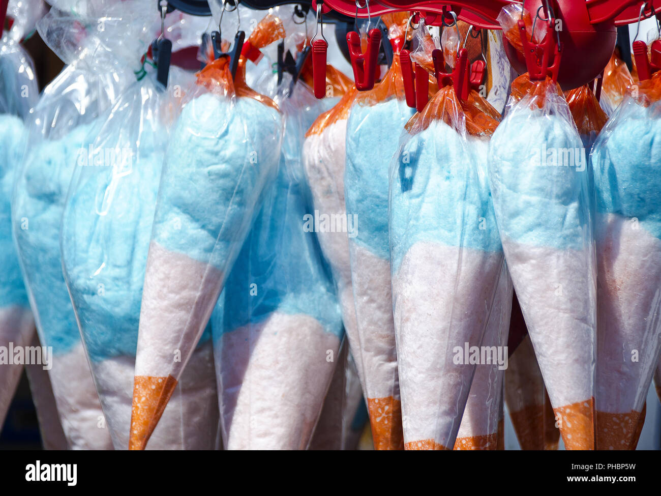 colorful cotton candy plastic-wrapped Stock Photo