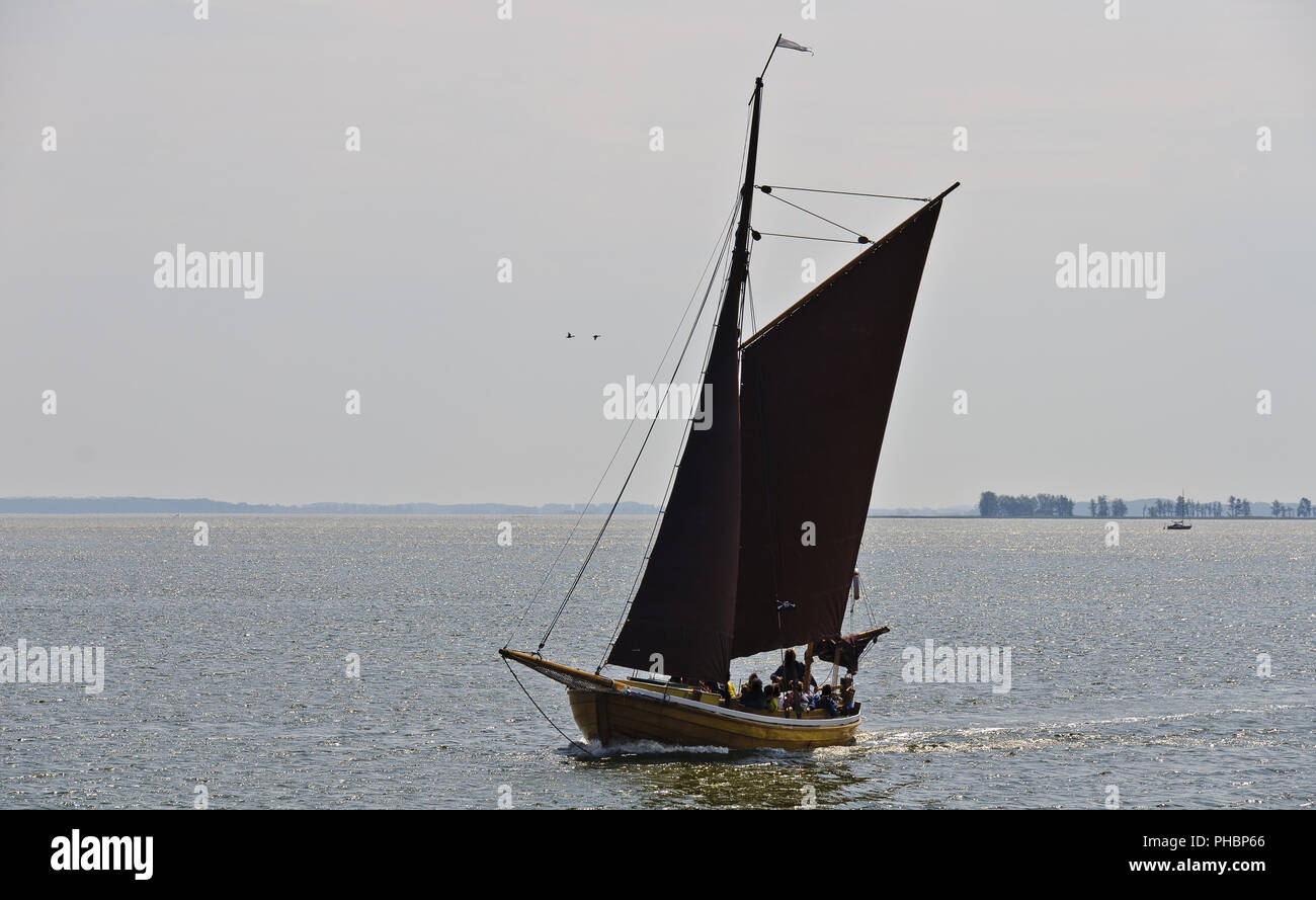 historic fishing boat Zeesboat with sails Stock Photo
