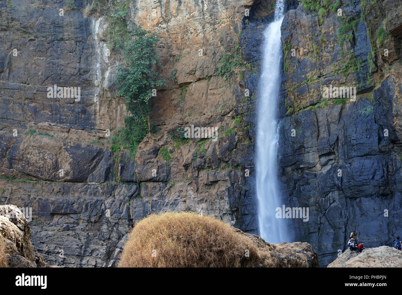 Curug Cimarinjung Waterfall, Geopark Ciletuh, Sukabumi, West Java, Indonesia Stock Photo