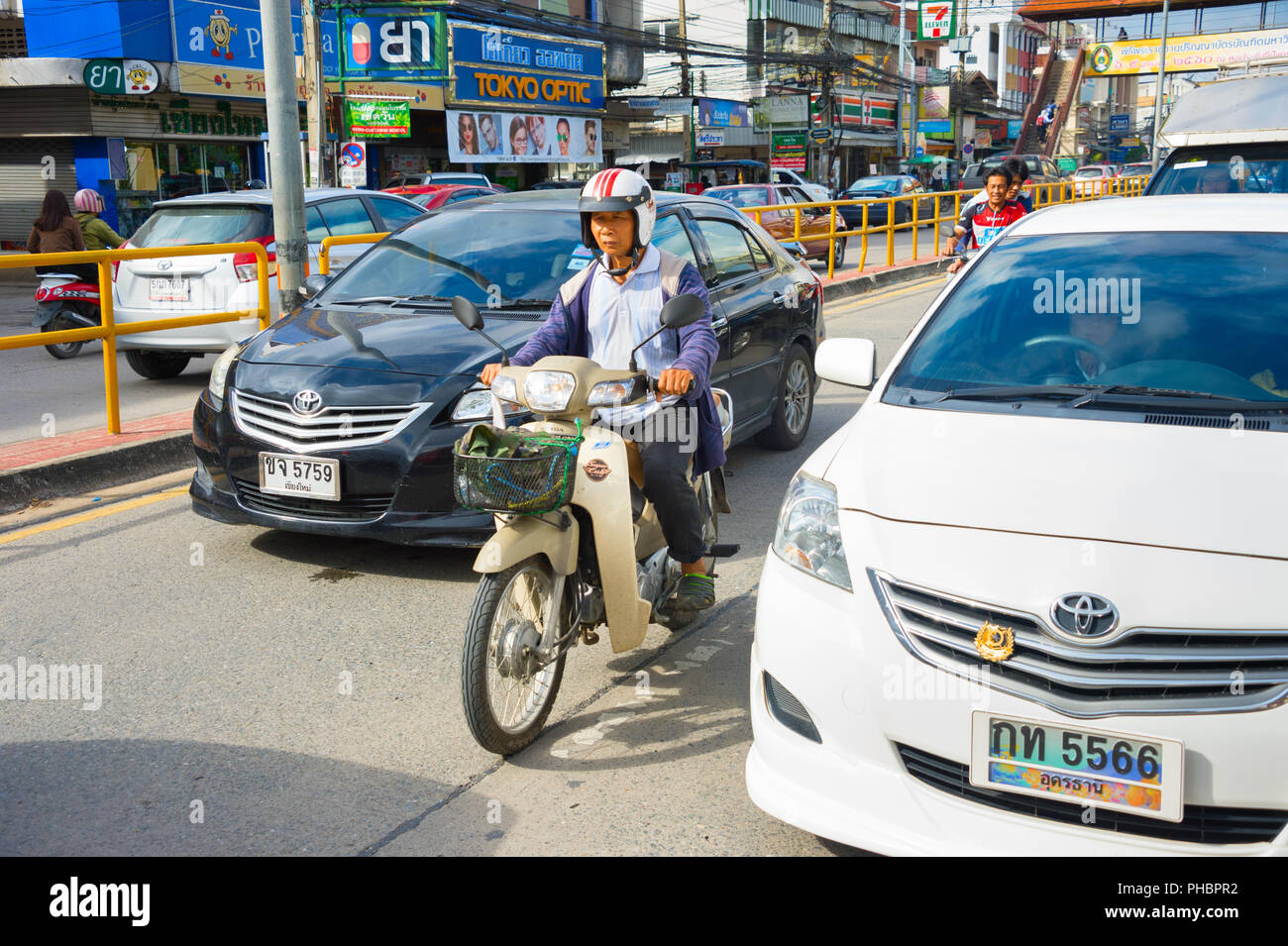 Thailand road traffic. Chiang Mai Stock Photo