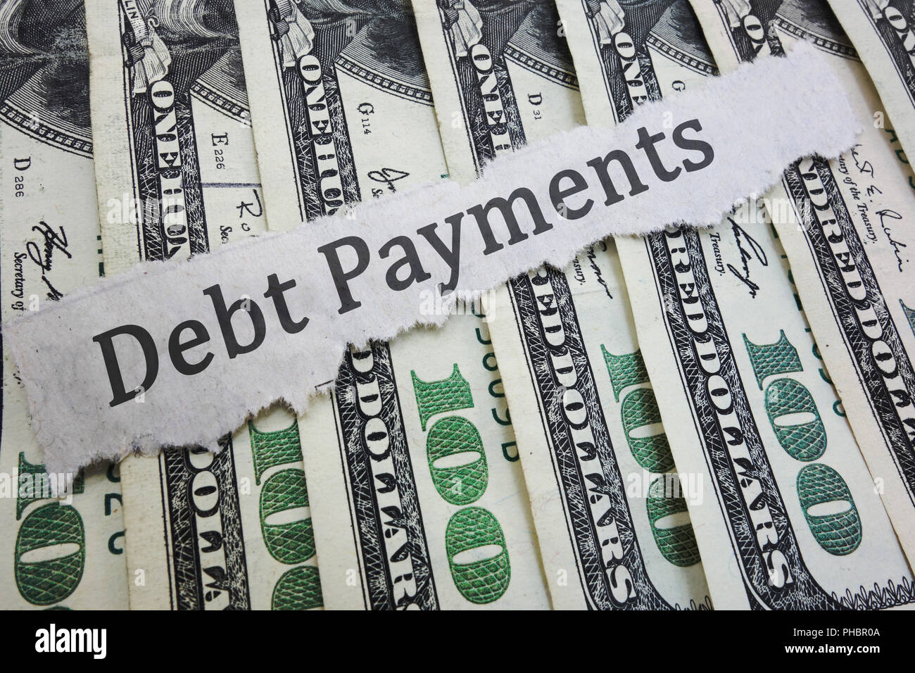 Debt Payment news headline Stock Photo