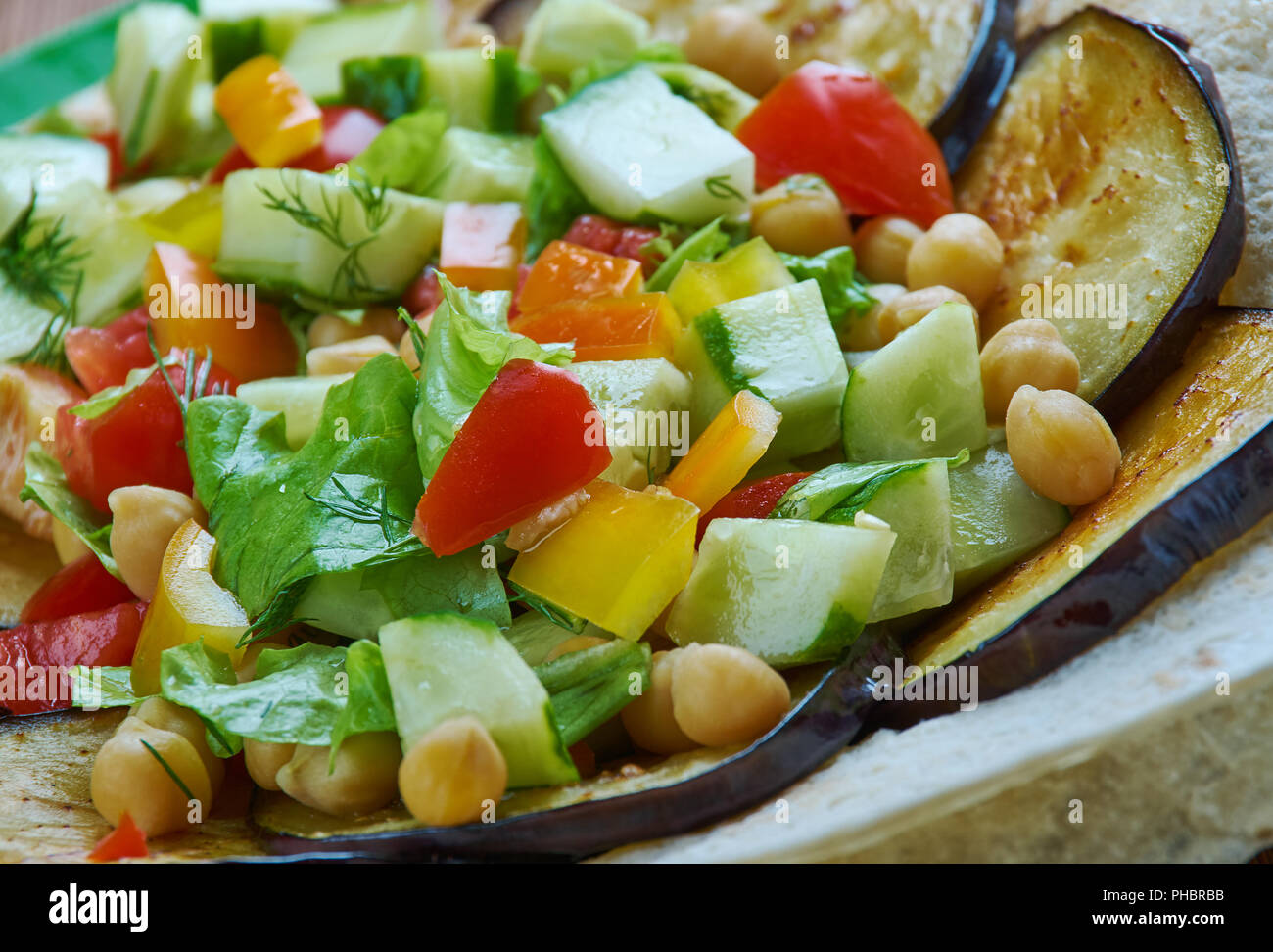 Mediterranean chickpea salad with za’atar and eggplant Stock Photo Alamy