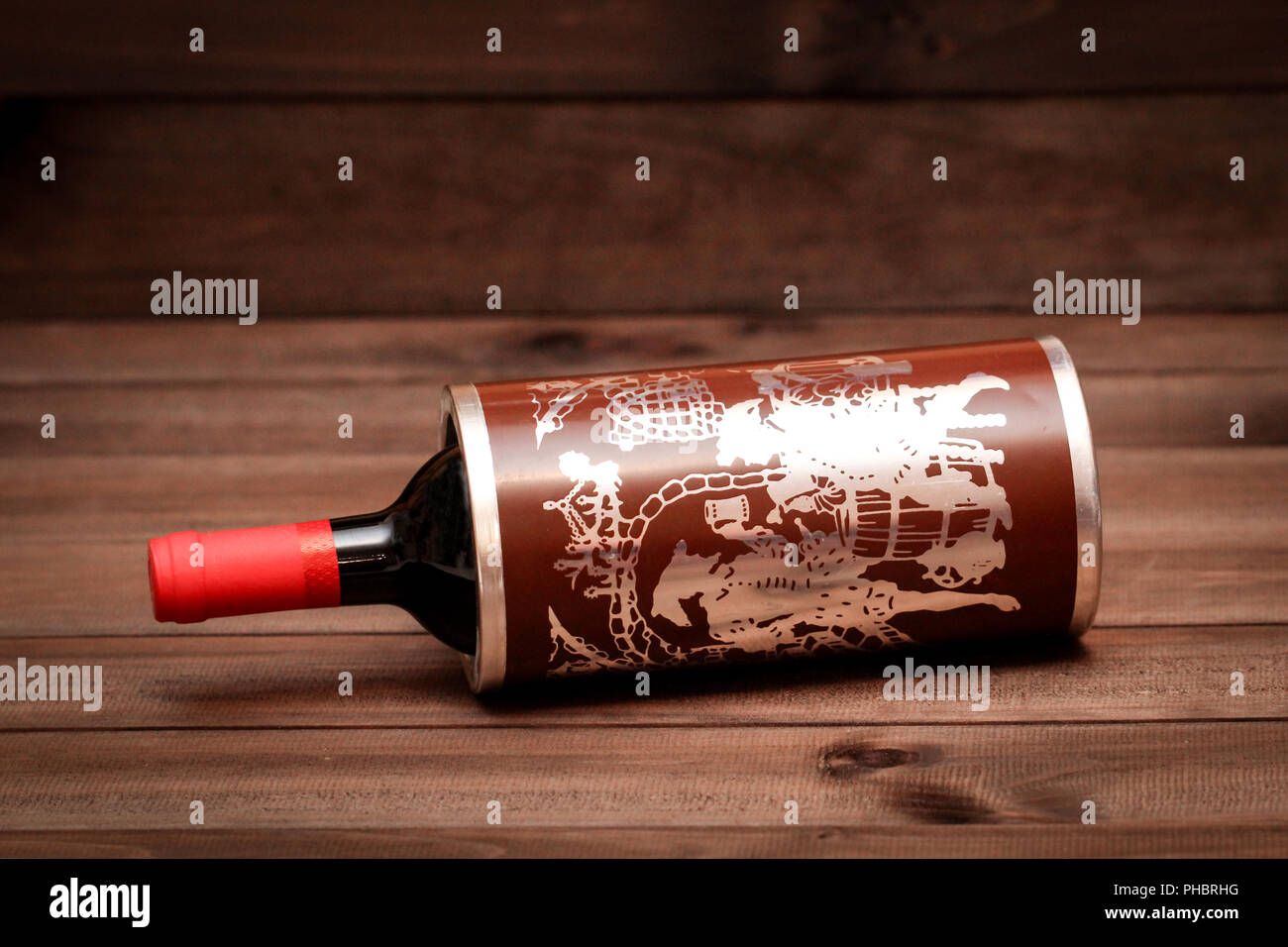 Winebottle in a Festive wine cooler Stock Photo