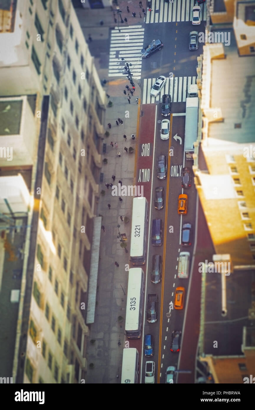 aerial view of a crowded street in New York Stock Photo