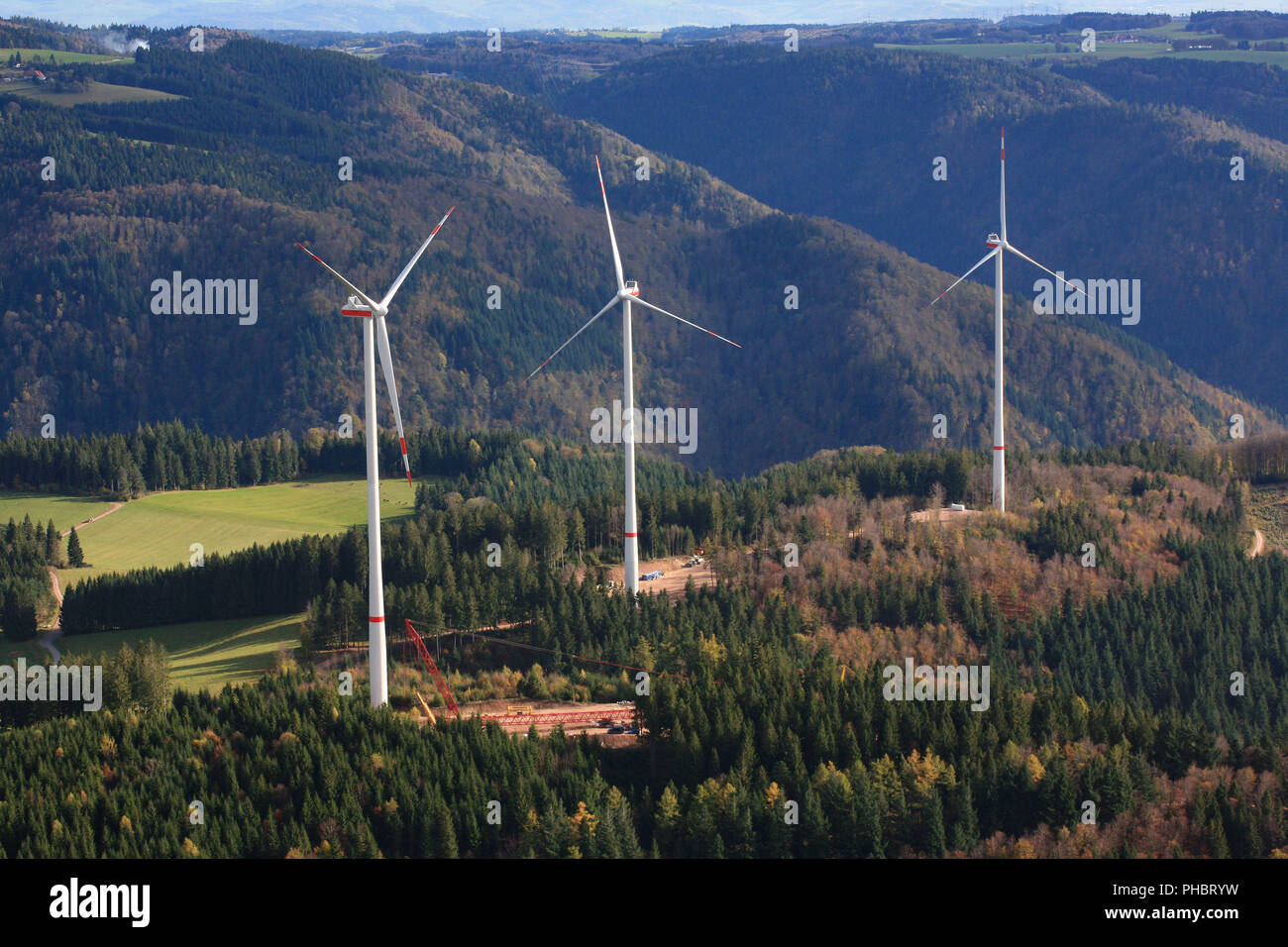 Wind park Glaserkopf in Hasel, Black Forest Stock Photo