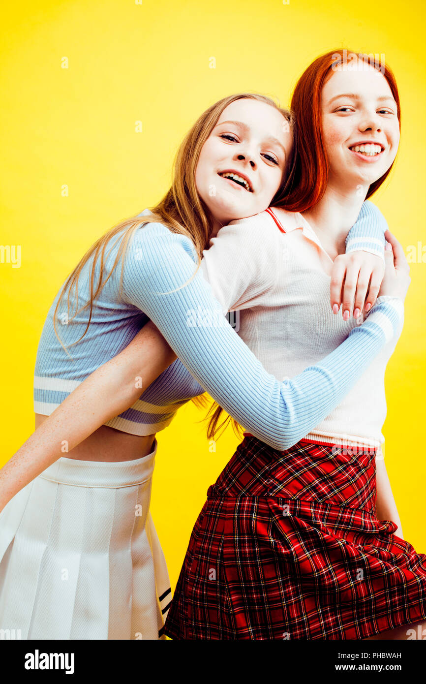 lifestyle people concept: two pretty young school teenage girls Stock ...