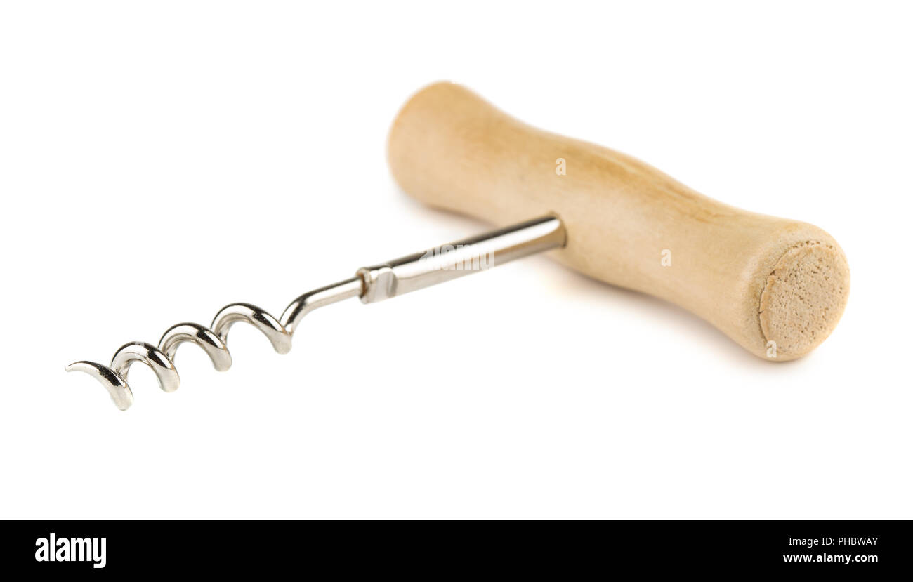 Corkscrew with wooden handle Stock Photo
