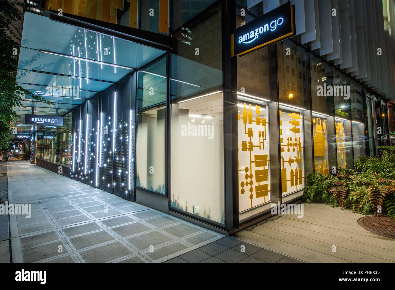 First (pilot) Amazon Go Store located at Amazon World Headquarters in Seattle, Washington Stock Photo