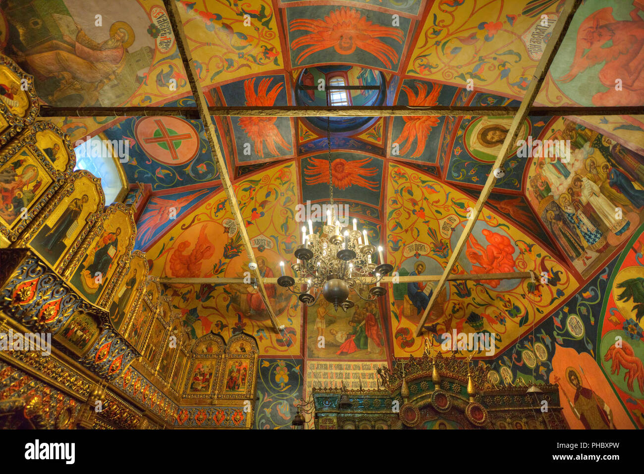 Ceiling frescoes, St. Basil's Cathedral, Red Square, UNESCO World Heritage Site, Moscow, Russia, Europe Stock Photo