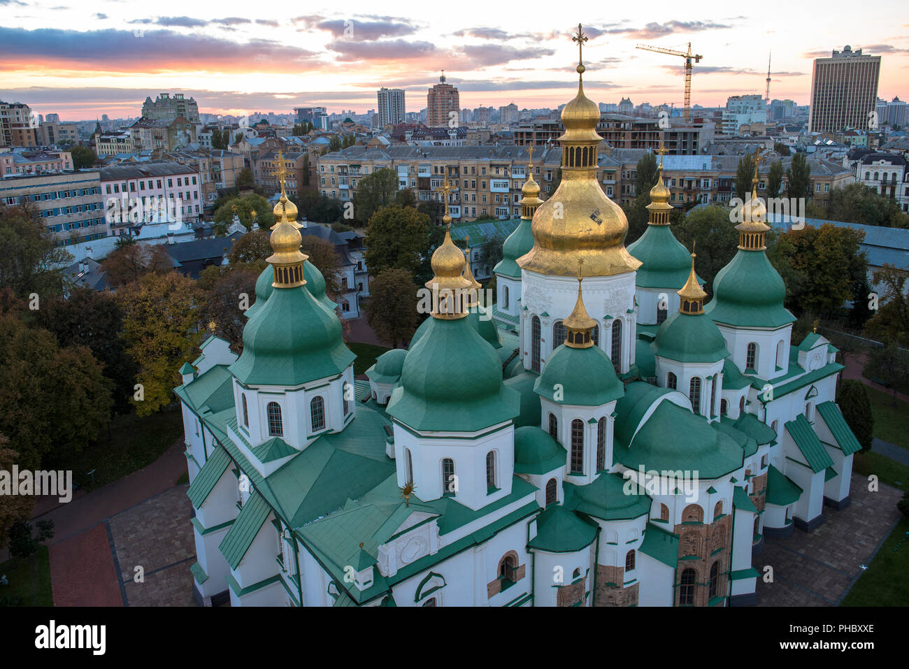 Domes of Santa Sophia's Cathedral, UNESCO World Heritage Site, Kiev, Ukraine, Europe Stock Photo