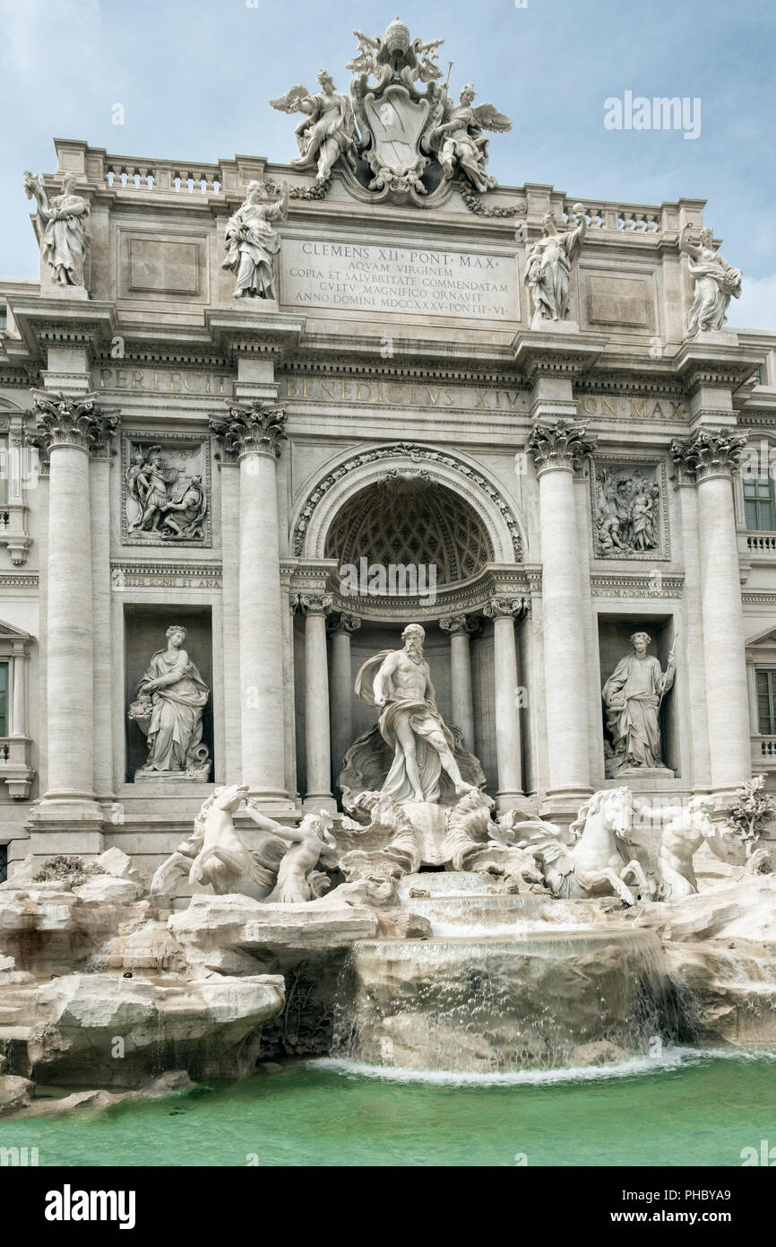 The Trevi Fountain, famously featured in the film La Dolce Vita, Rome, Lazio, Italy, Europe Stock Photo