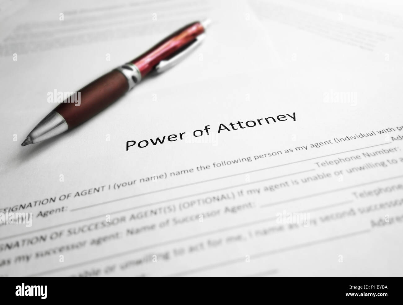 Power of Attorney paper Stock Photo Alamy