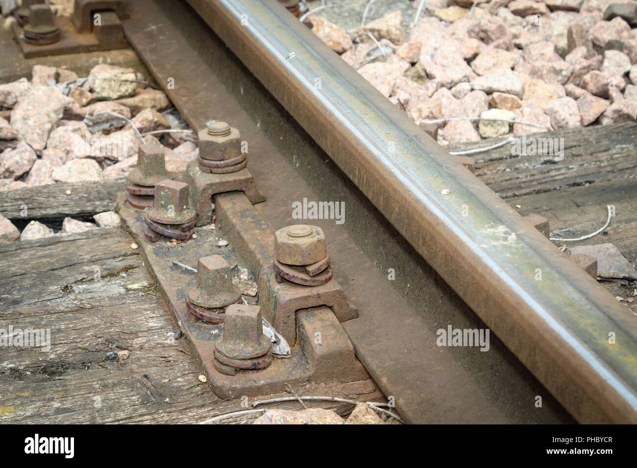 Rail, fastening of a rail, railway Stock Photo Alamy
