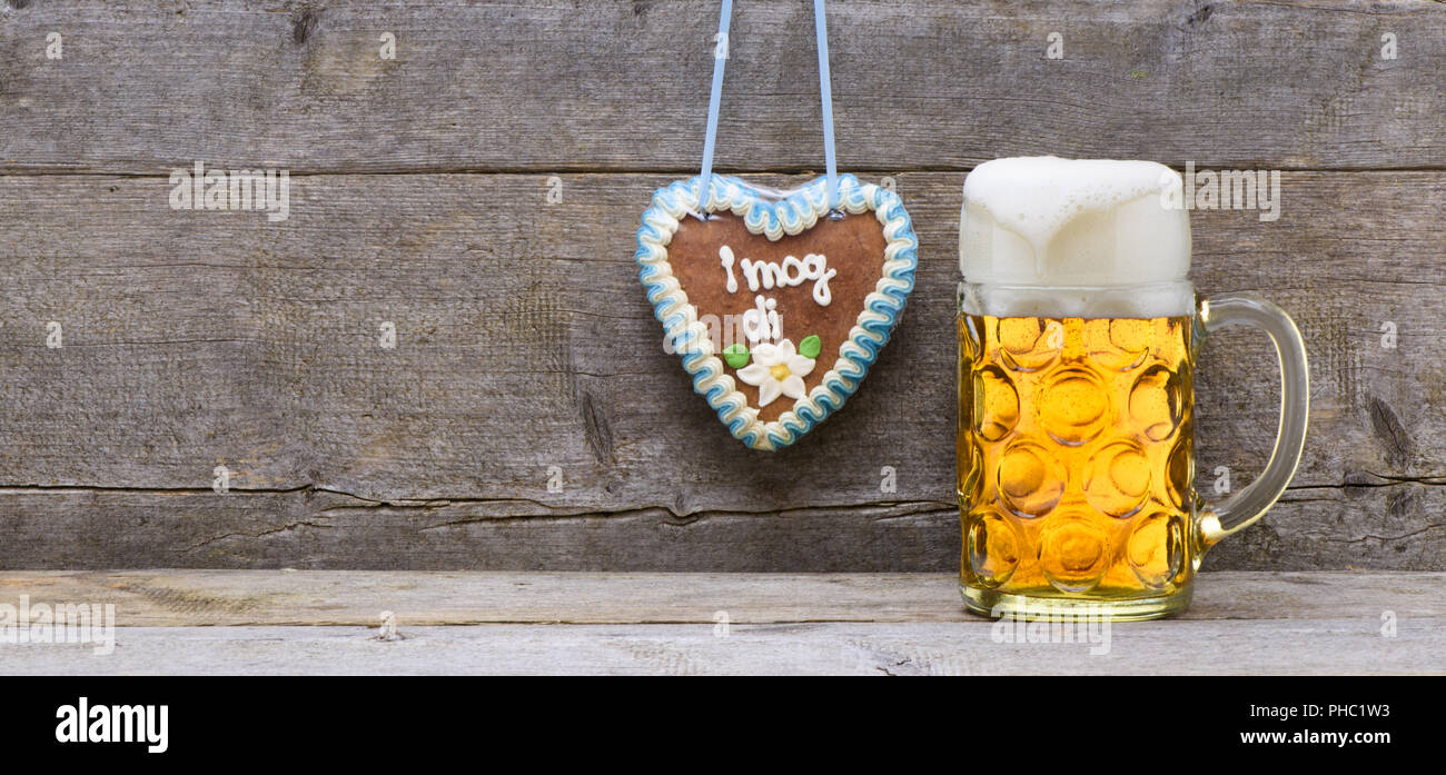 big beer mug at Oktoberfest in Munich Stock Photo