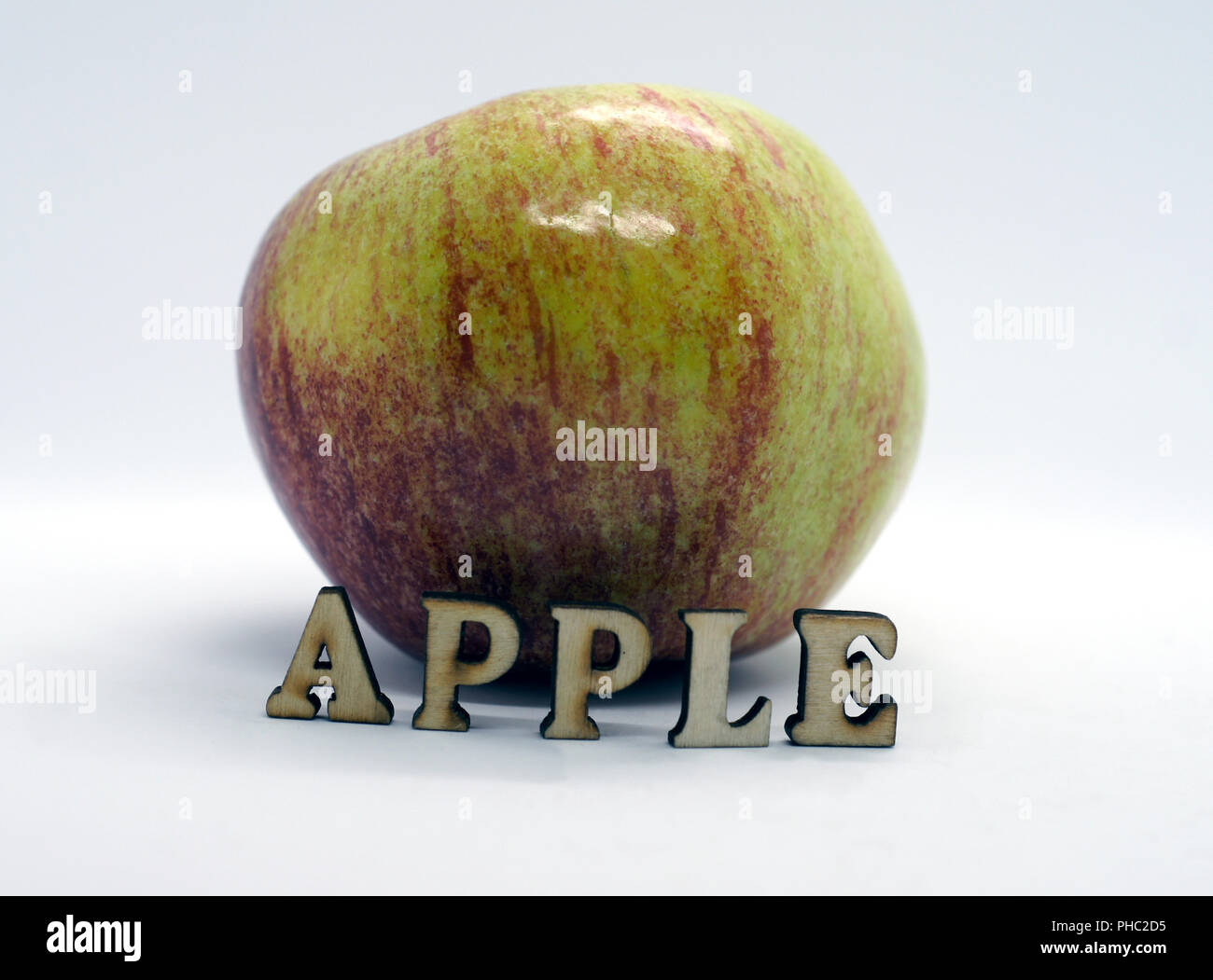 apple as fruit and in text Stock Photo