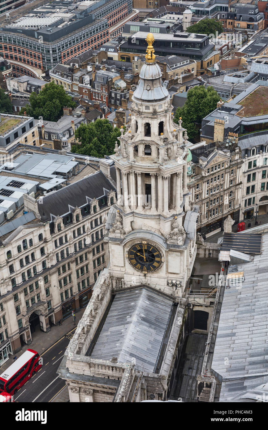 Tower of St Paul's Cathedral, cityscape from the gallery of St Paul's Cathedral, London, England, UK Stock Photo