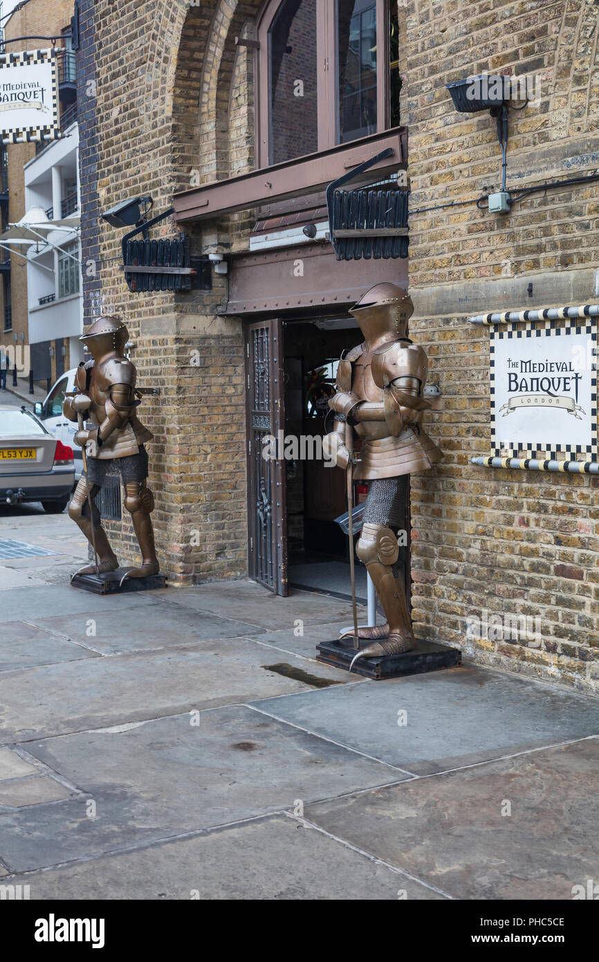 Armour, Medieval Banquet Bar, St Katharine Docks, London, England, UK Stock Photo