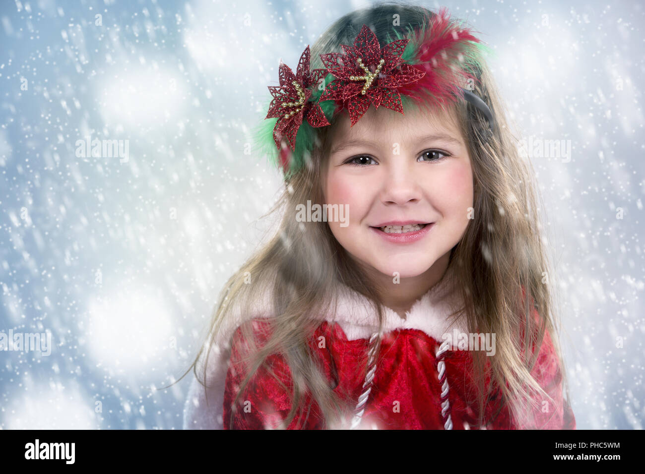 Little Girl As Santa And Elf Stock Photo 217241632 Alamy