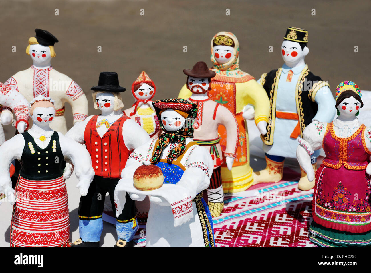 lot of traditional Russian clay toys Stock Photo