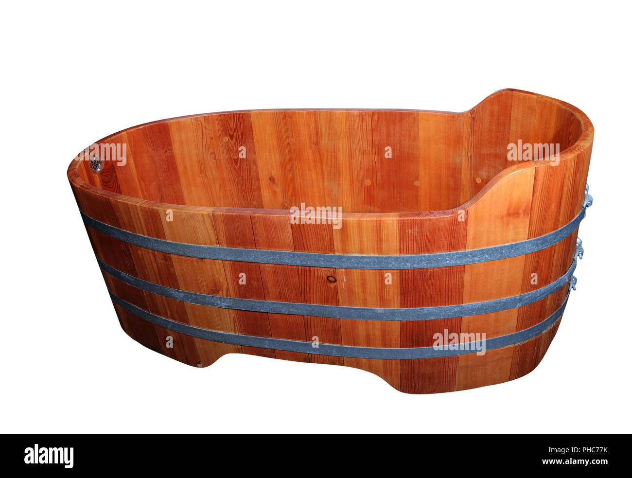 empty wooden bathtube Stock Photo