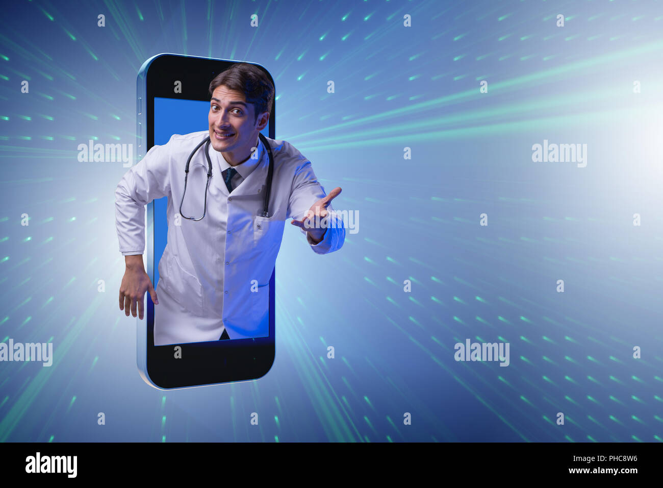 The telemedicine concept with doctor and smartphone Stock Photo - Alamy