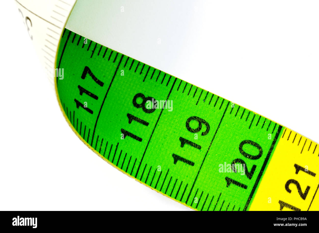 green and yellow cloth tape measure Stock Photo