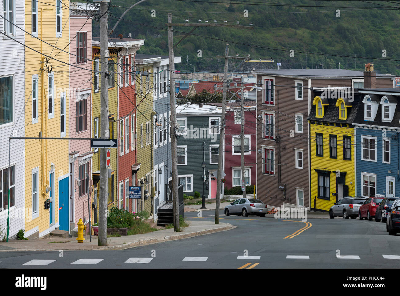 Row of colorful houses in historic downtown St. John's, Newfoundland