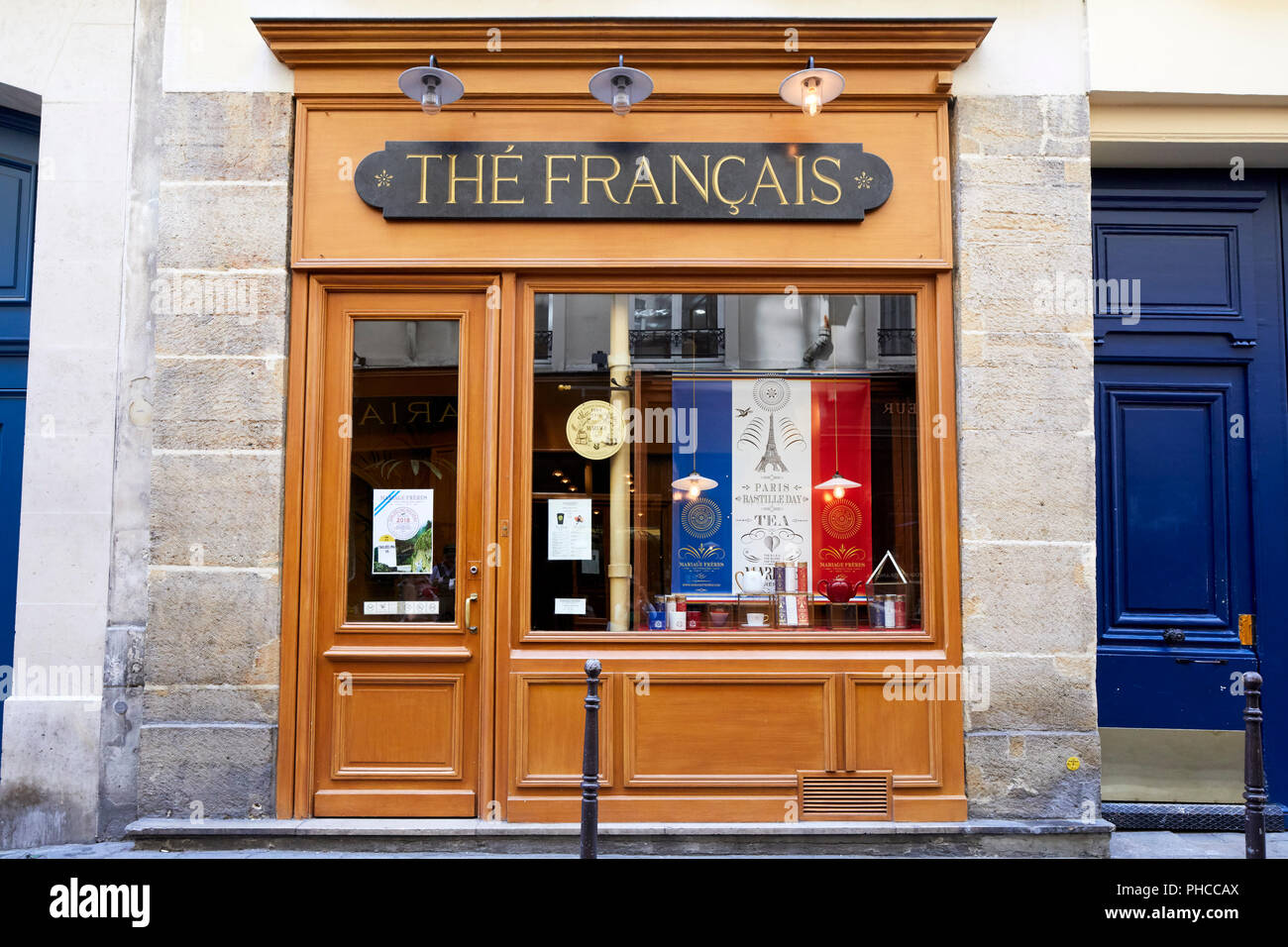 Mariage Freres Boutique tea shop on Rue du Bourg Tibourg in Le Marais in Paris Stock Photo