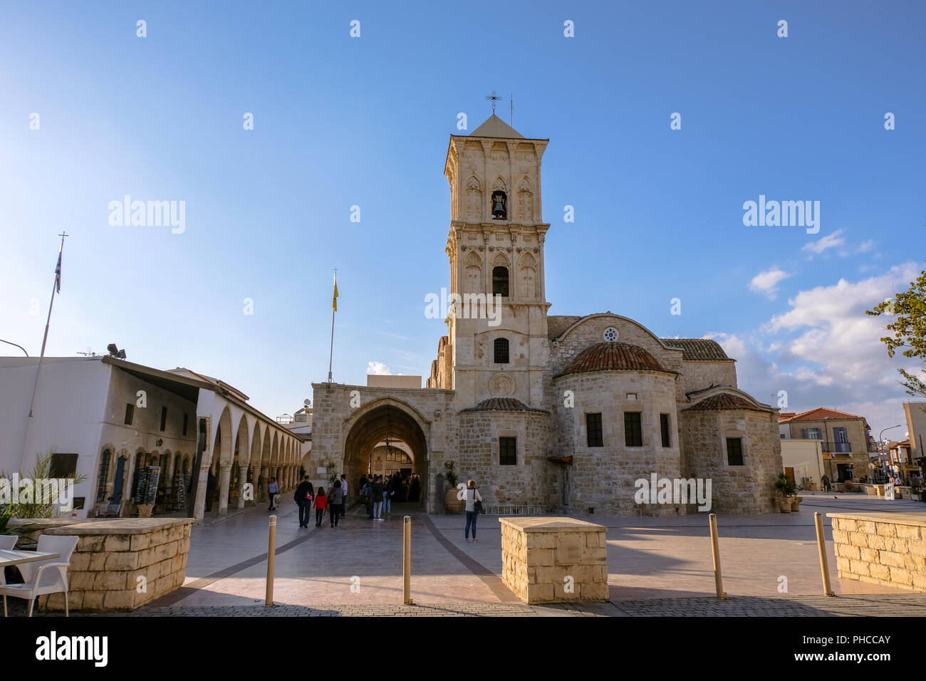 Larnaca, CYPRUS - January 2 2018: Saint Lazarus Church in the center of Larnaca city. People visiting the church. LARNACA, January 2 2018 Stock Photo