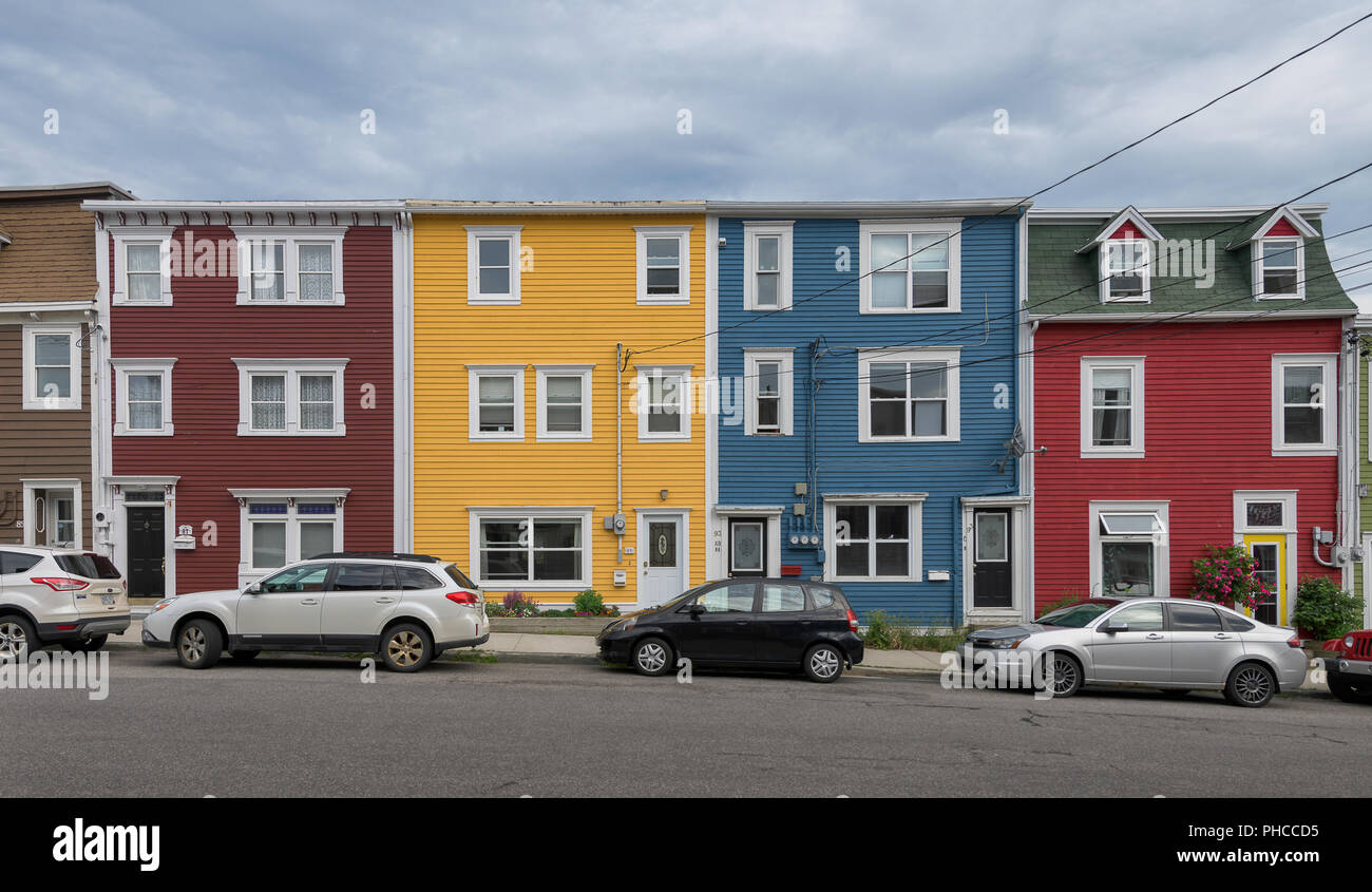 Colorful houses in downtown St. John's, Newfoundland and Labrador Stock
