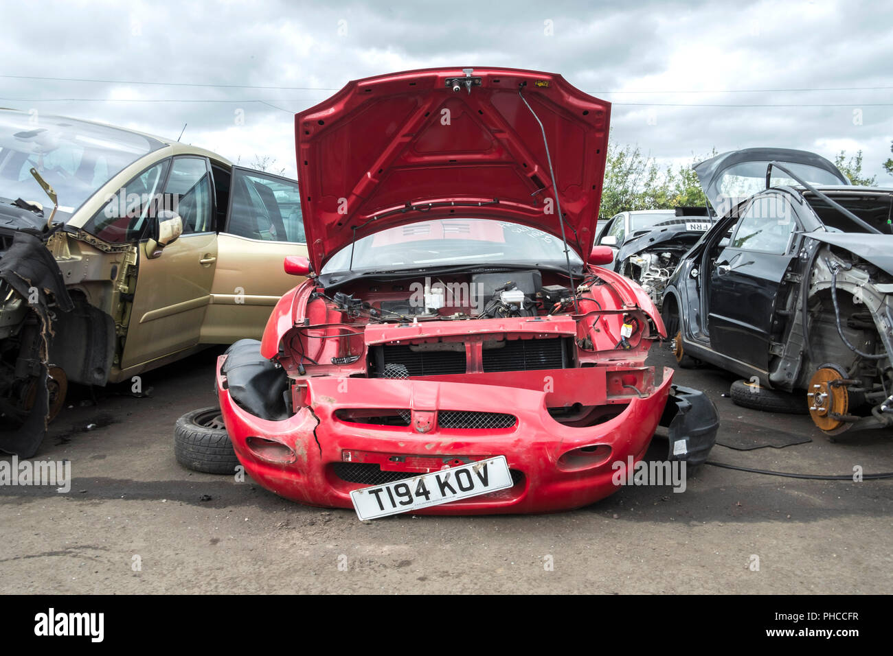 Scrapped Cars in a Scrap Yard Stock Photo Alamy