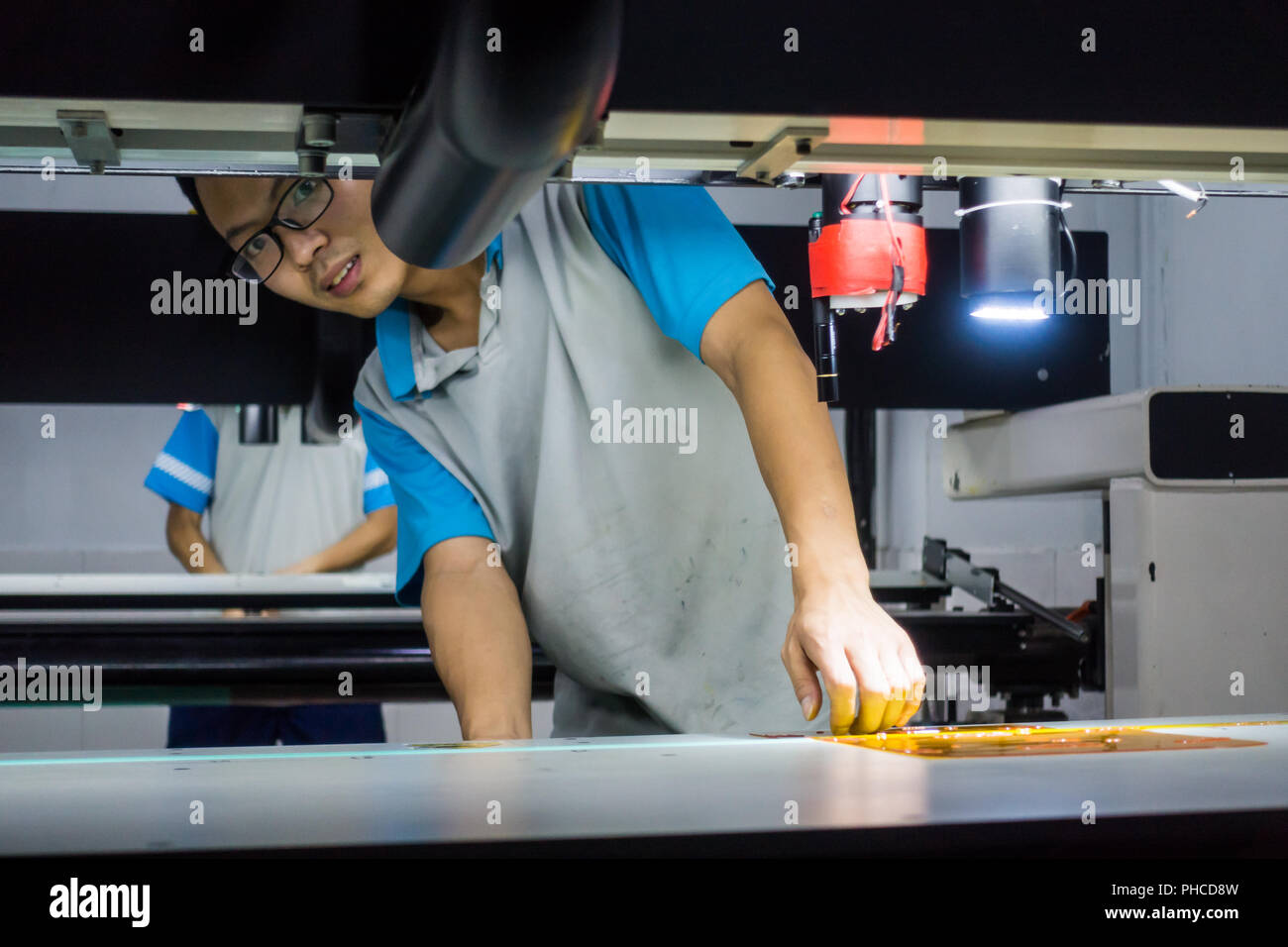 Plate Mounting Technical Process Machine Industry Flexography Stock Photo