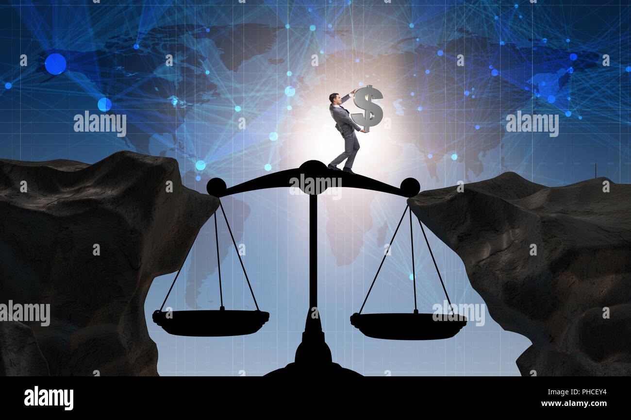 Businessman holding dollar sign in justice concept Stock Photo - Alamy
