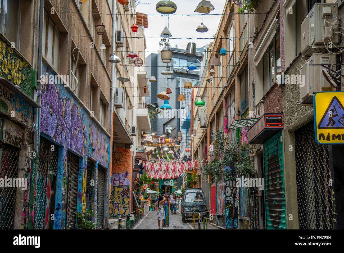 Pittaki Street decorated with magical lamps and lanterns in Athens Greece  Stock Photo - Alamy