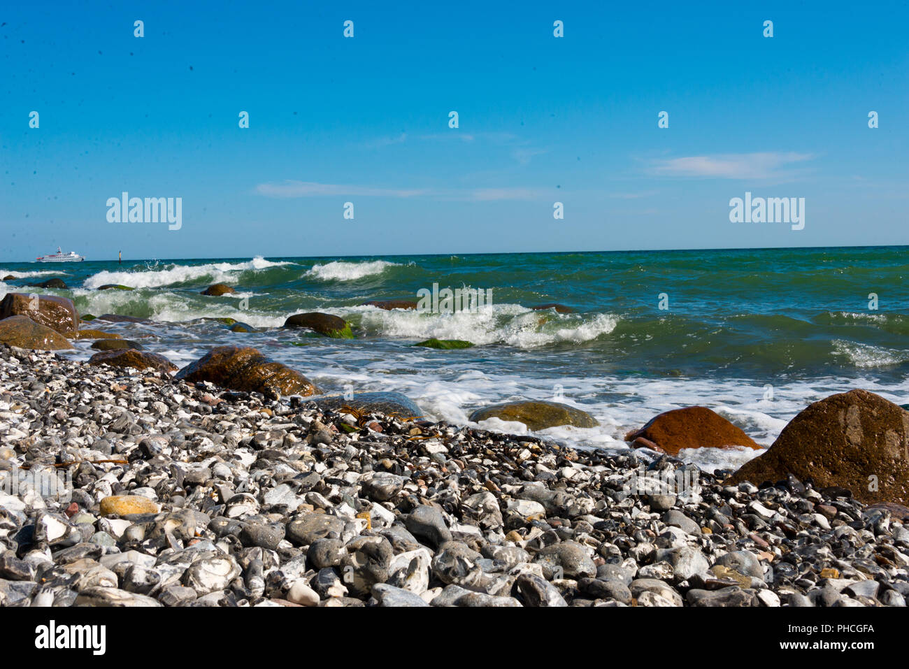 flintstone pebbles at beach Stock Photo