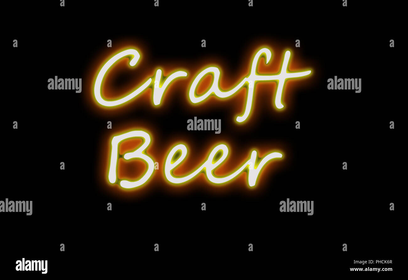 Neon Craft Beer Stock Photo