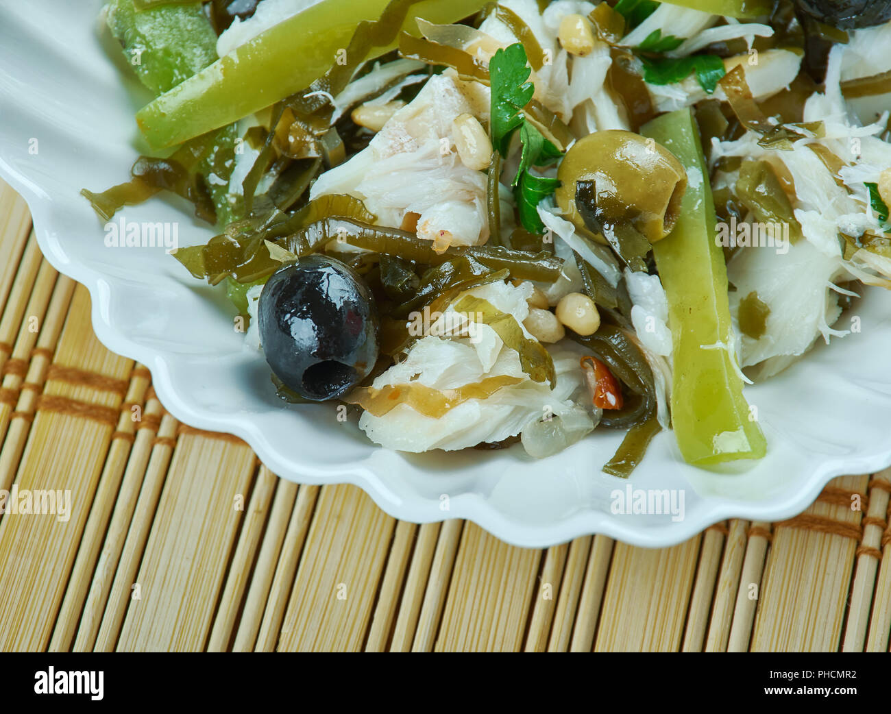 Mediterranean salad with smoked cod Stock Photo Alamy