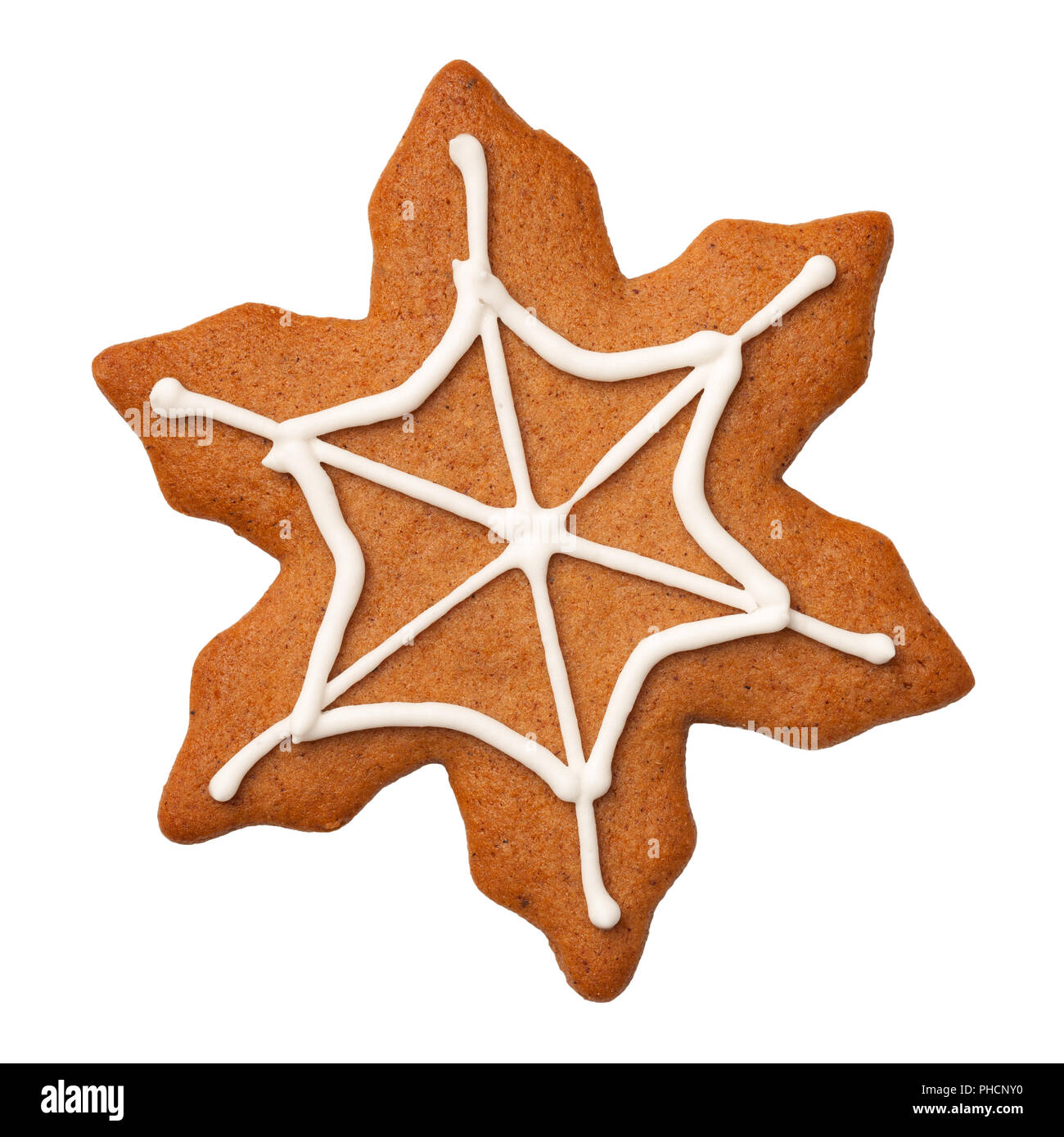 Halloween Gingerbread Cookie Spiderweb Isolated on White Background Stock Photo